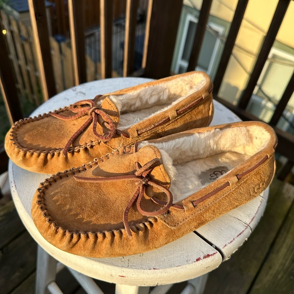 UGG Shoes - UGG Tan Suede Slippers with Plush Lining